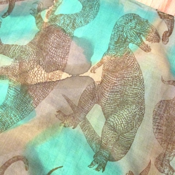 Green&Brown Dino Sheer Silk Scarf - Picture 3 of 7